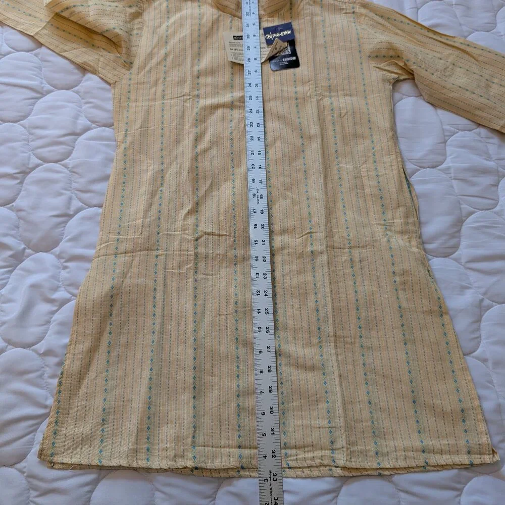 NWT Pro Ethic yellow and teal kurta tunic with pockets boys size 14 - Picture 7 of 9